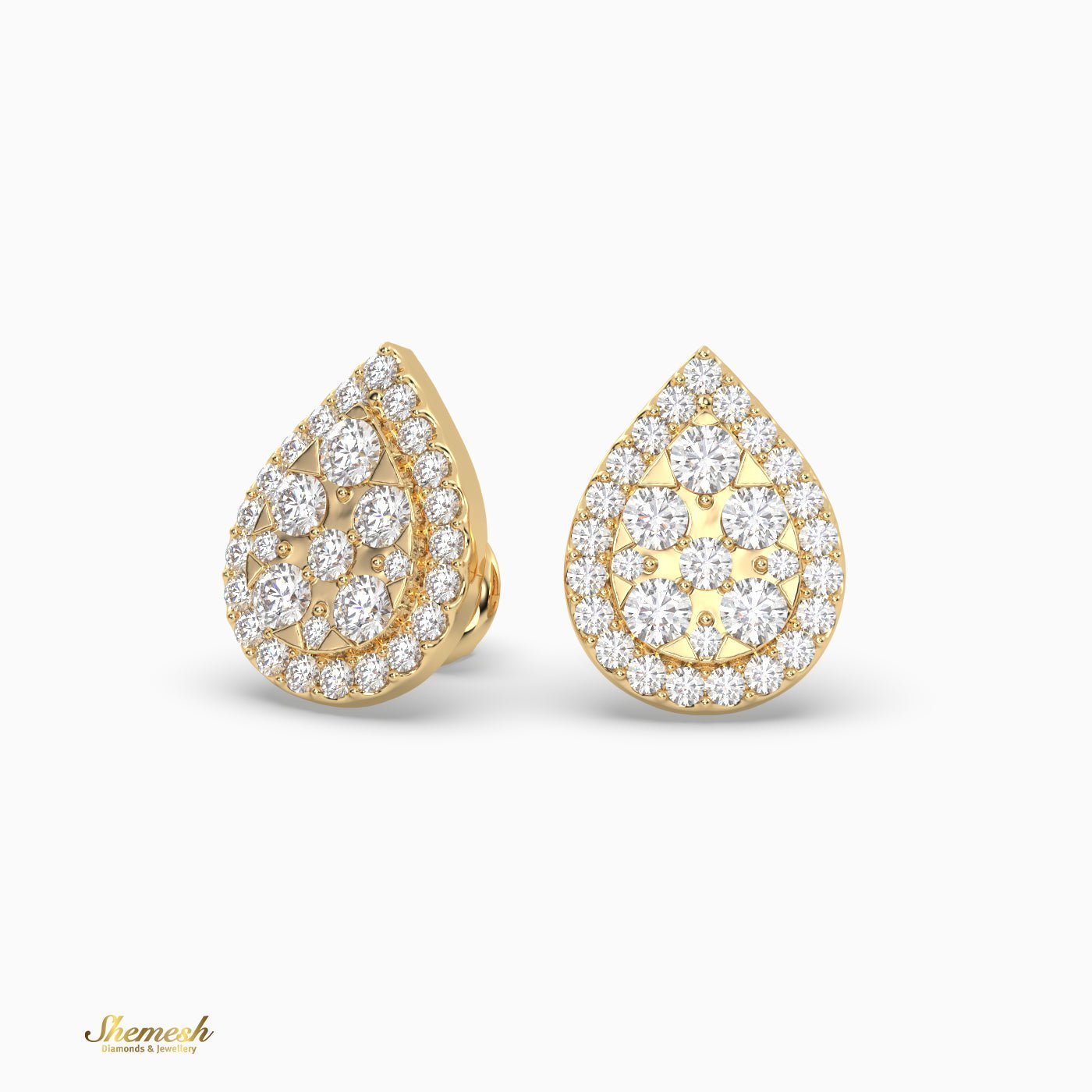 Pear Cut Halo Set Stud Earrings - shemesh_diamonds