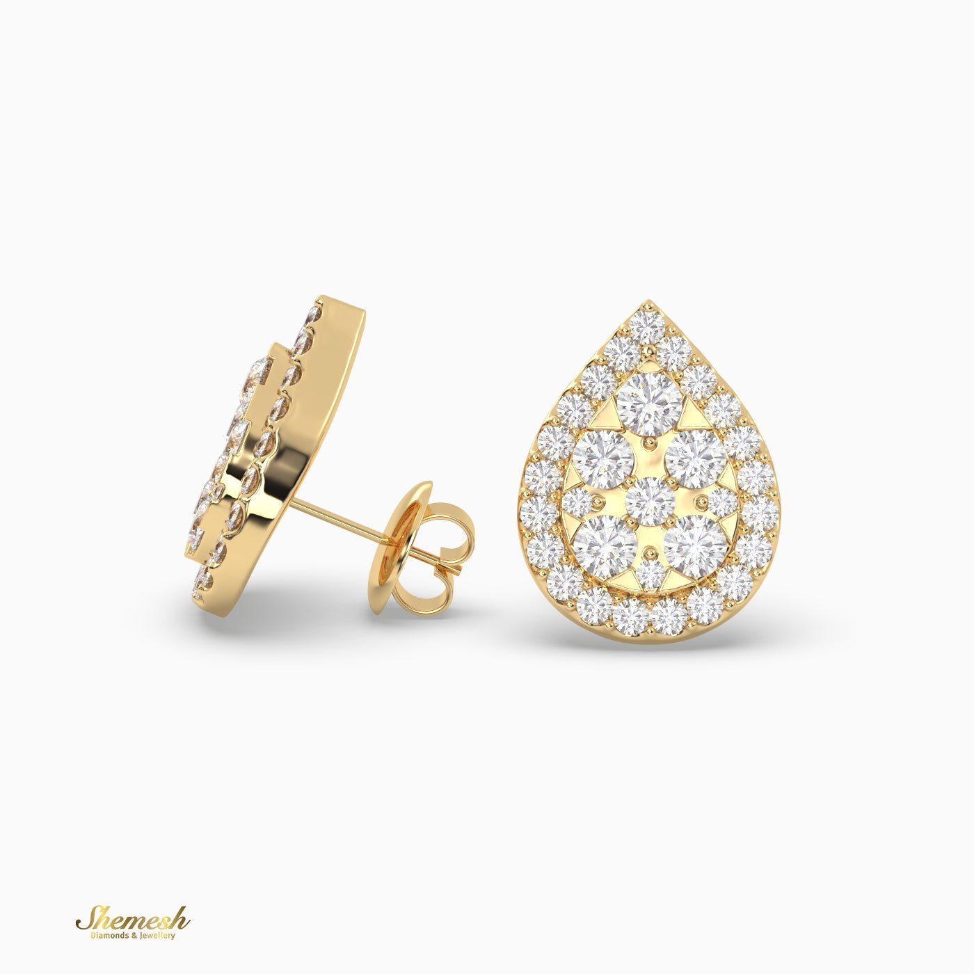 Pear Cut Halo Set Stud Earrings - shemesh_diamonds