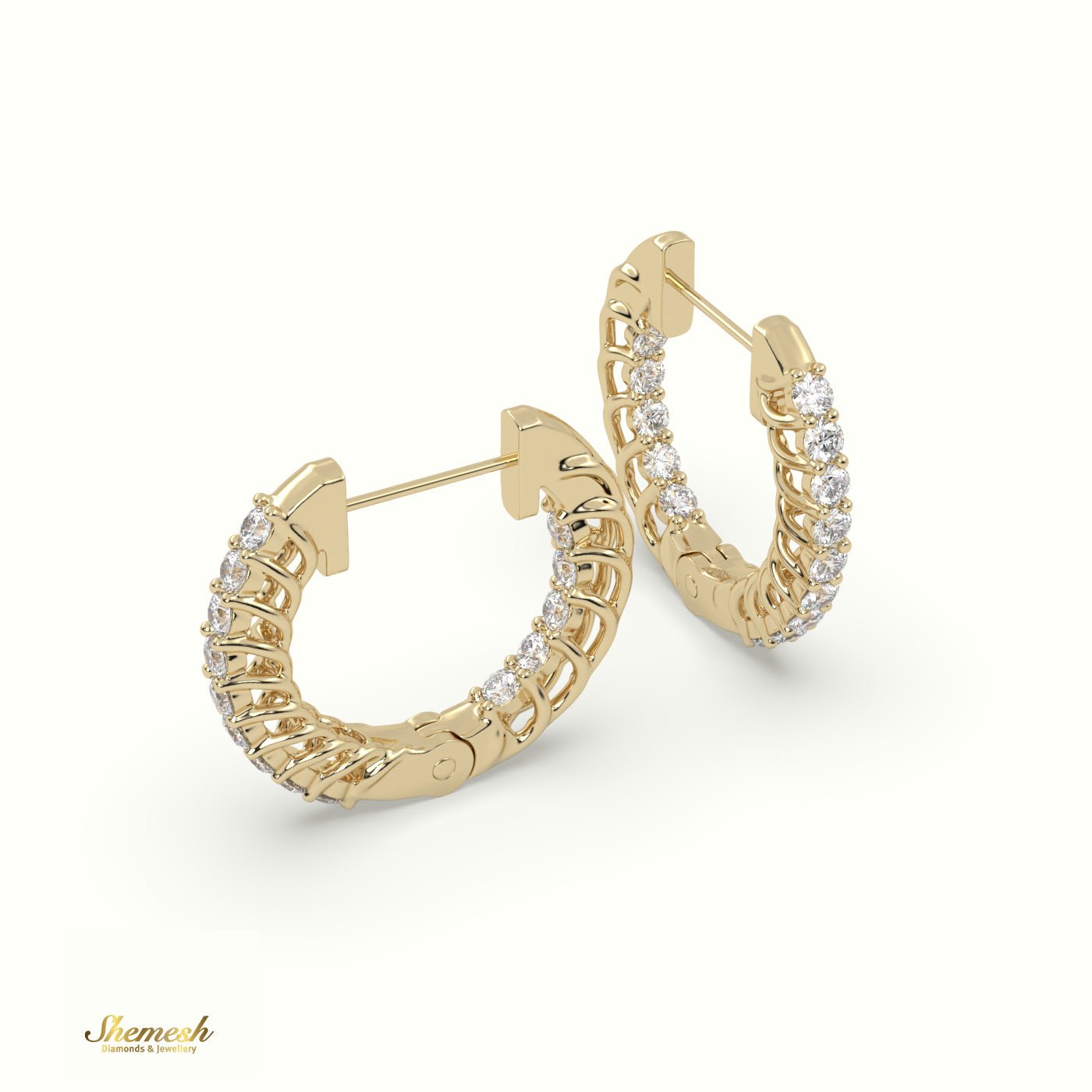 18K Gold Inside - Out Hoop Earrings - shemesh_diamonds