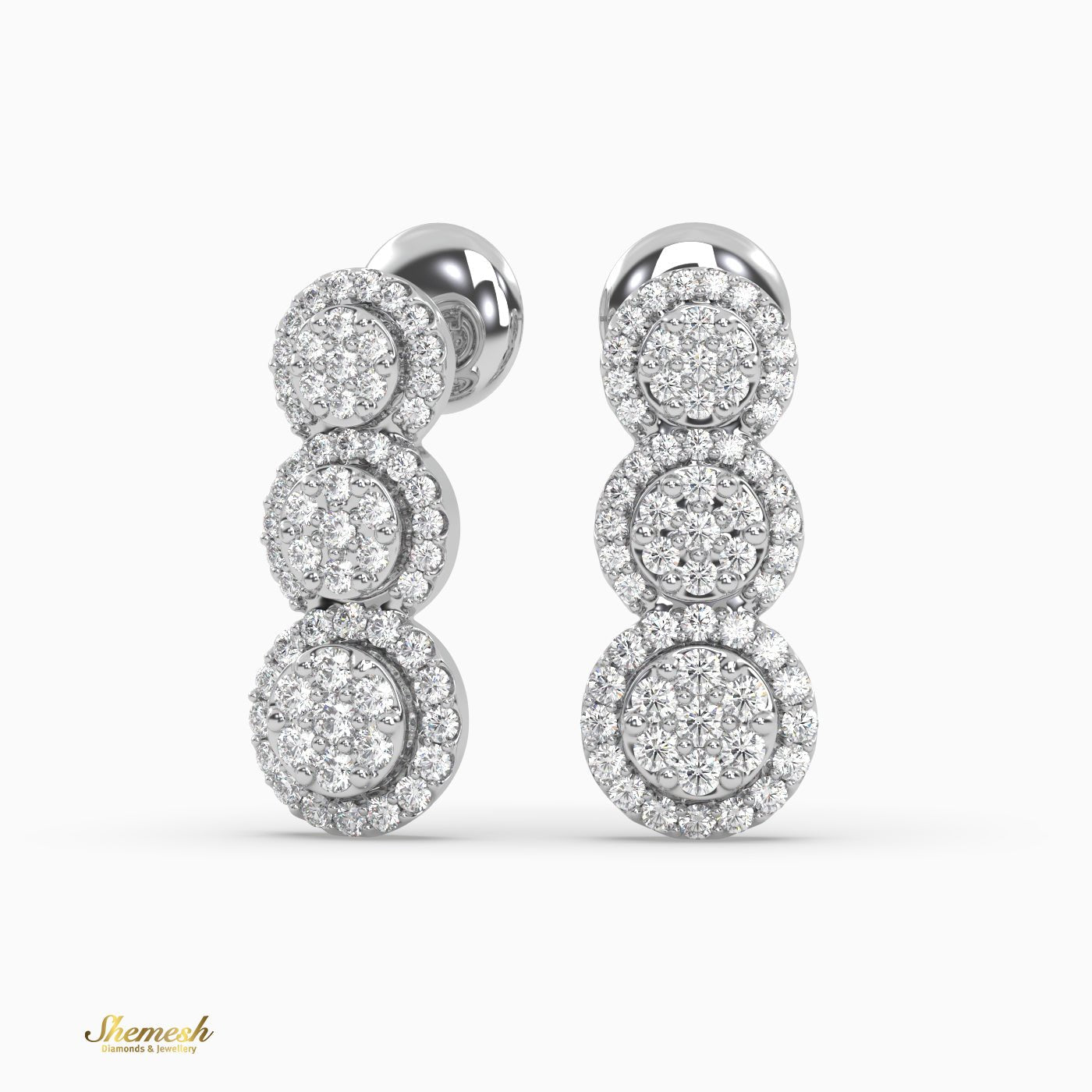 Round Cut Diamond Flower Earrings - shemesh_diamonds