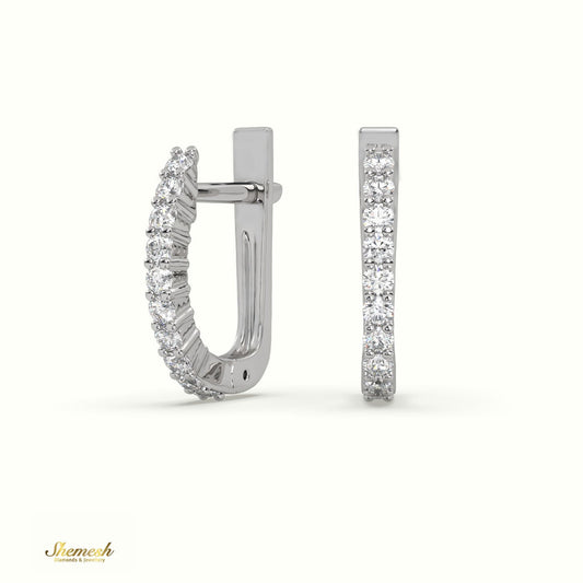 18K Gold "U" Shaped Mini Diamond Hoop Earrings - shemesh_diamonds