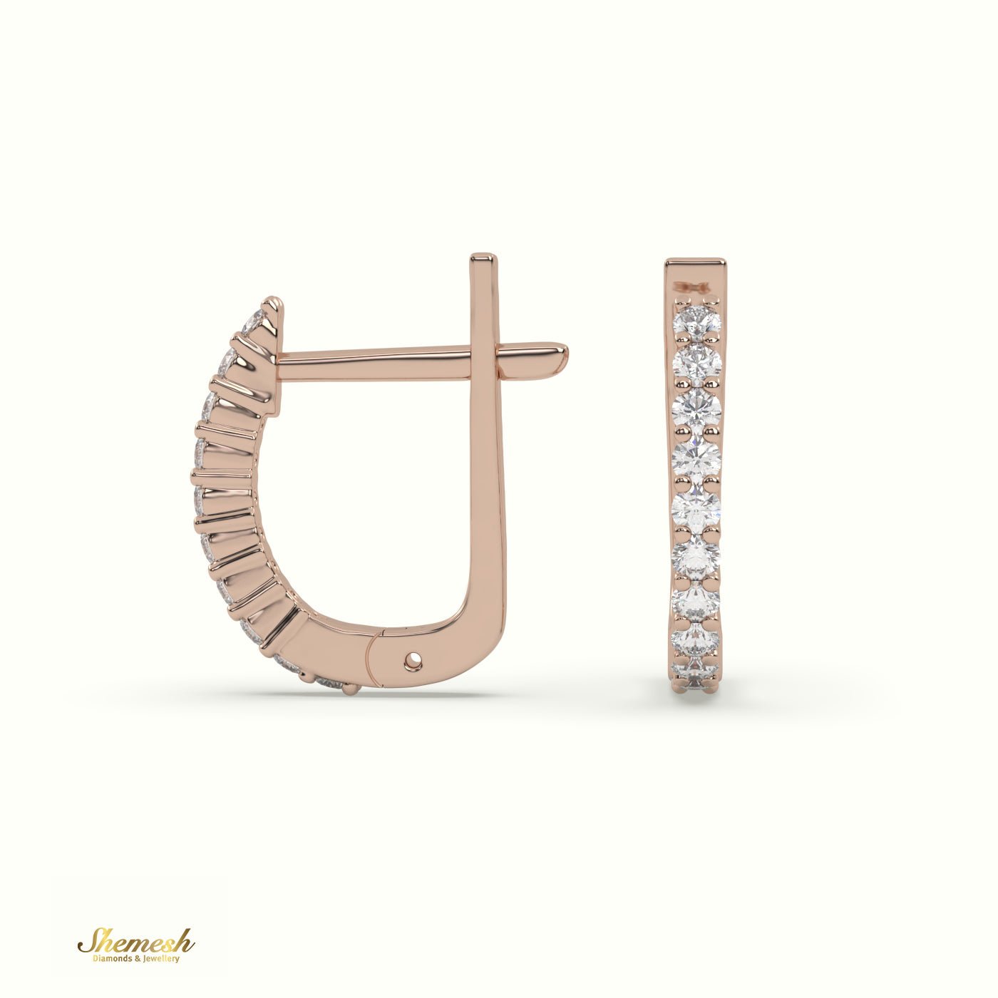 18K Gold "U" Shaped Mini Diamond Hoop Earrings - shemesh_diamonds