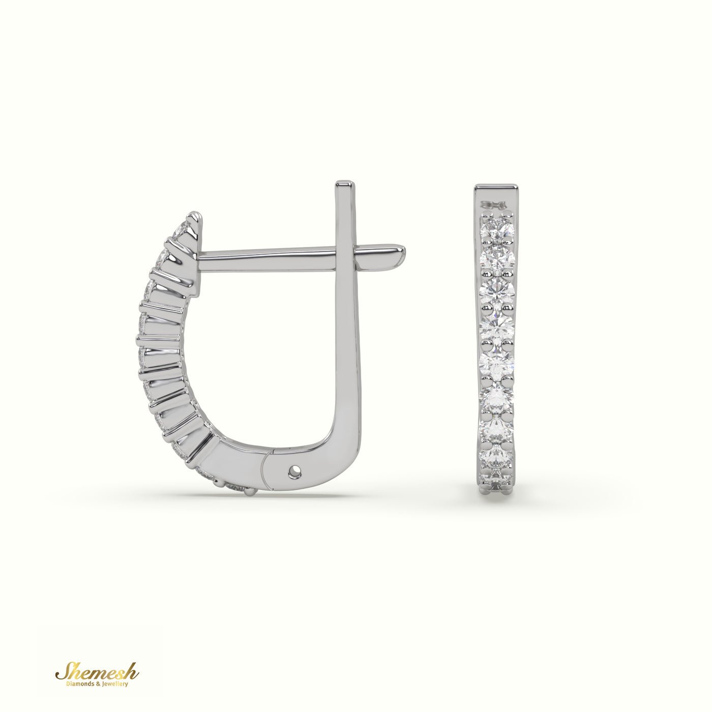 18K Gold "U" Shaped Mini Diamond Hoop Earrings - shemesh_diamonds