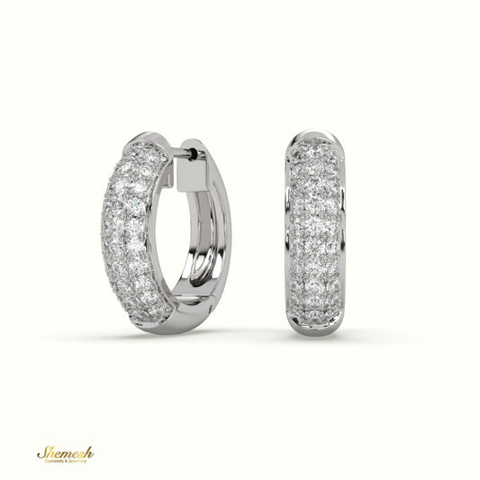 18K Gold Round Brilliant Cut Diamond Huggie Earrings - shemesh_diamonds