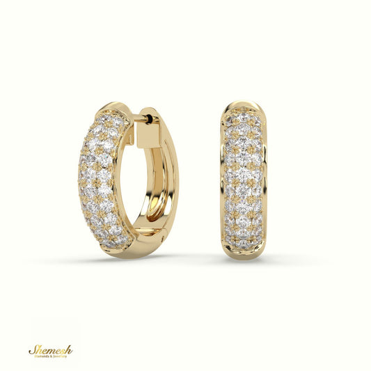 18K Gold Round Brilliant Cut Diamond Huggie Earrings - shemesh_diamonds