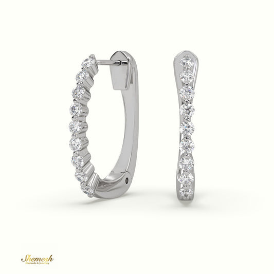 18K Gold Shared Prong Setting Hoop Diamond Earrings - shemesh_diamonds