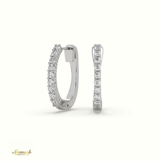 18K Gold Shared Prong Diamond Huggie Earrings - shemesh_diamonds