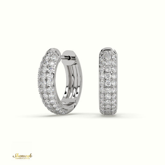 18K Gold Triple Row Diamond Huggie Earrings - shemesh_diamonds