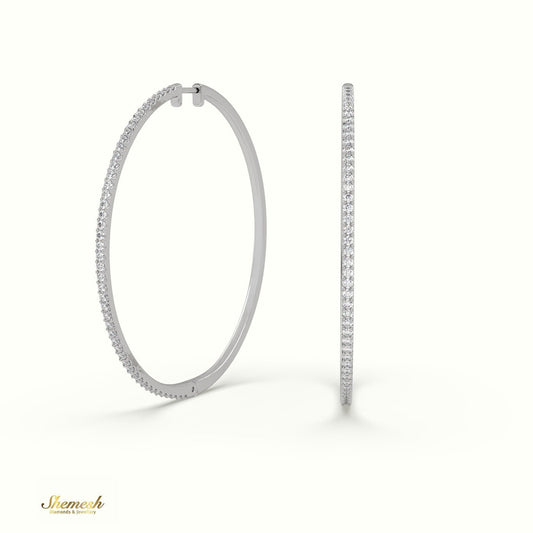 18K Gold Round Diamond Large Hoop Earrings - shemesh_diamonds