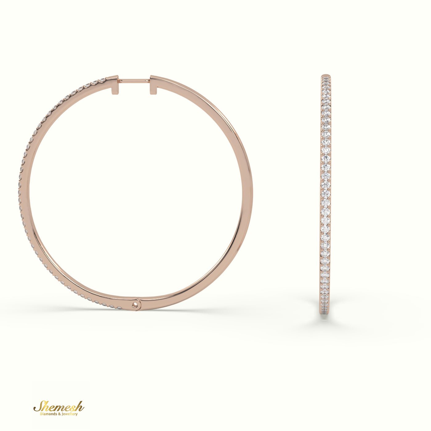 18K Gold Gigantic Hoop Diamond Earring - shemesh_diamonds