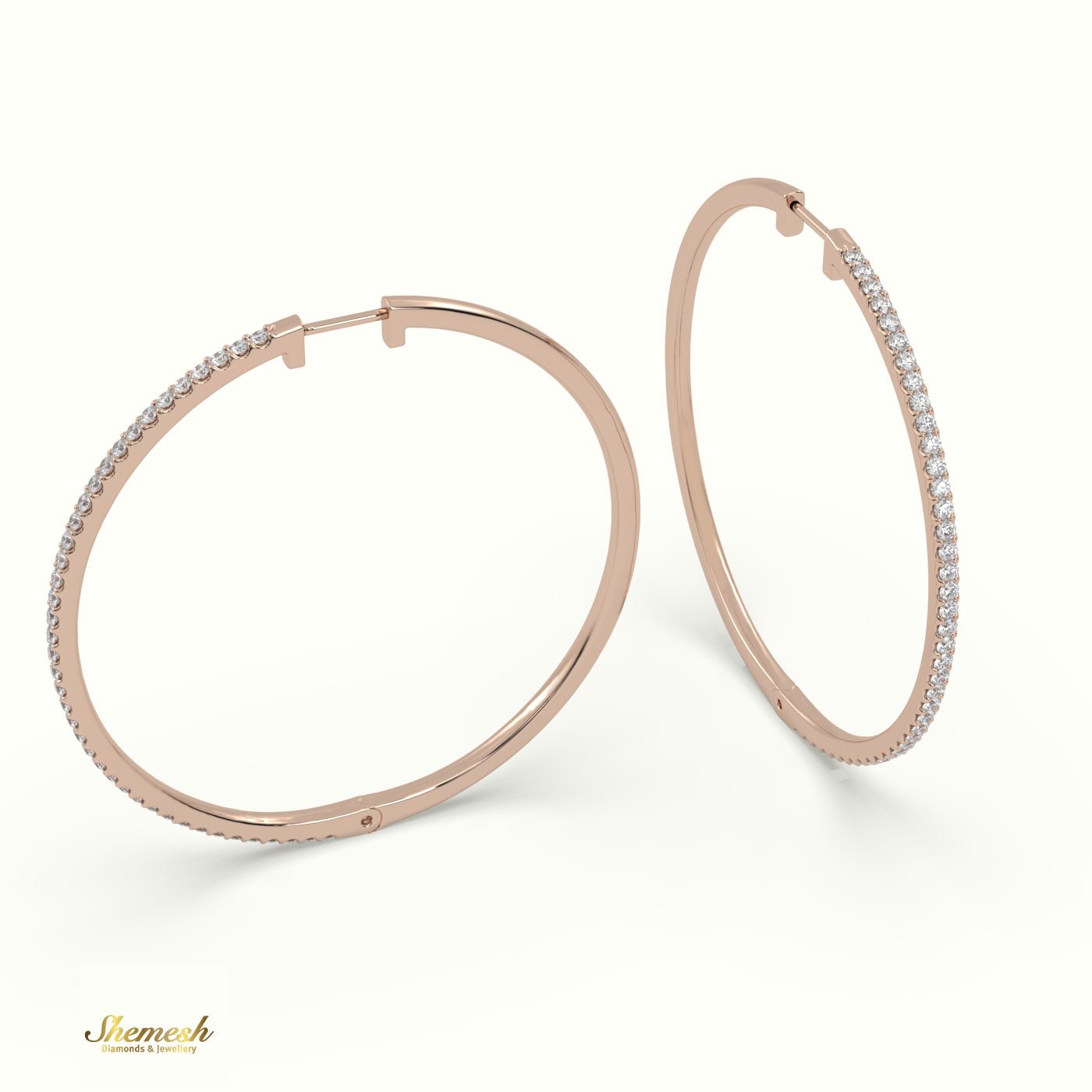 18K Gold Gigantic Hoop Diamond Earring - shemesh_diamonds