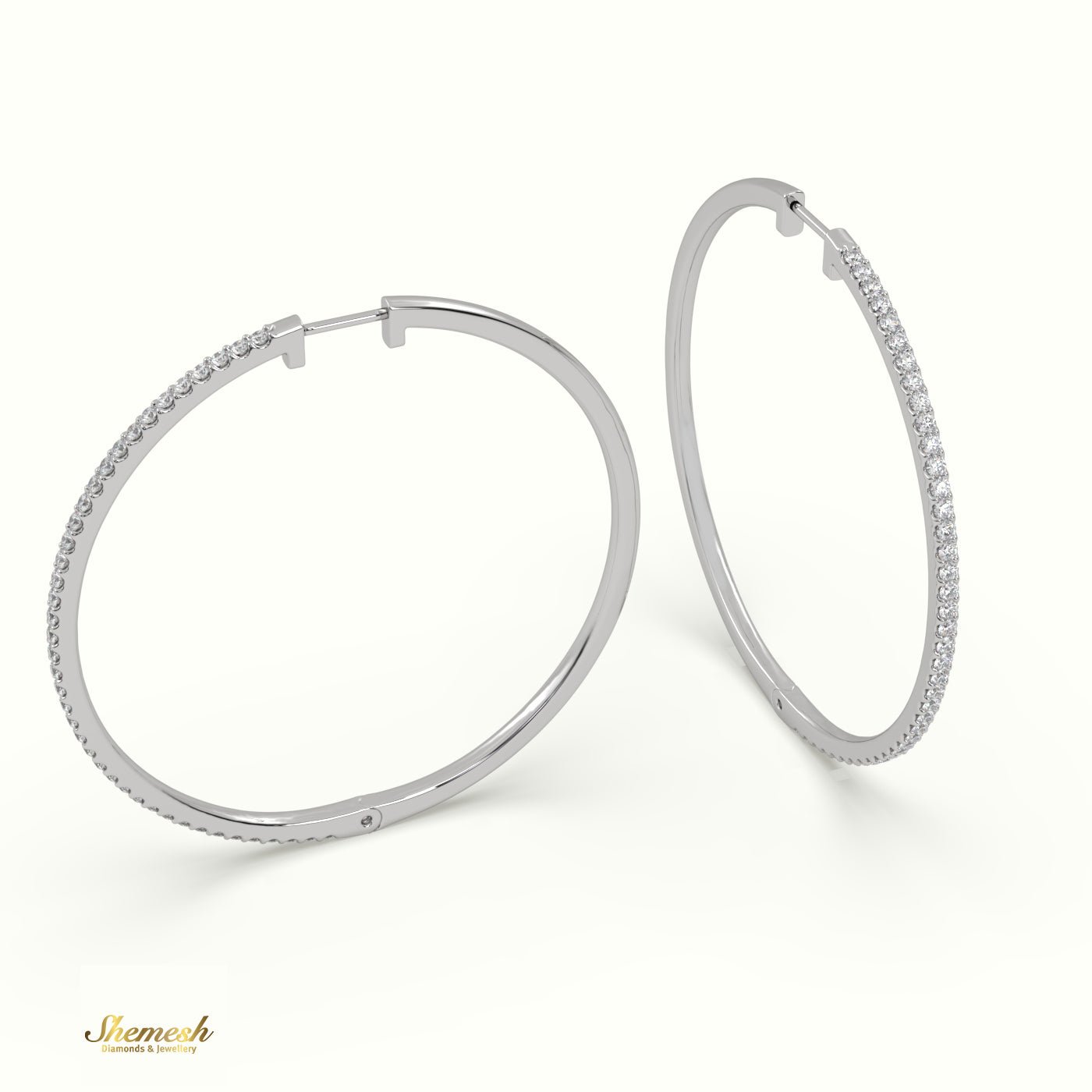 18K Gold Gigantic Hoop Diamond Earring - shemesh_diamonds