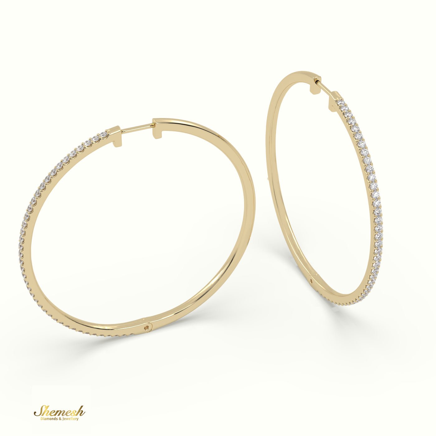 18K Gold Gigantic Hoop Diamond Earring - shemesh_diamonds