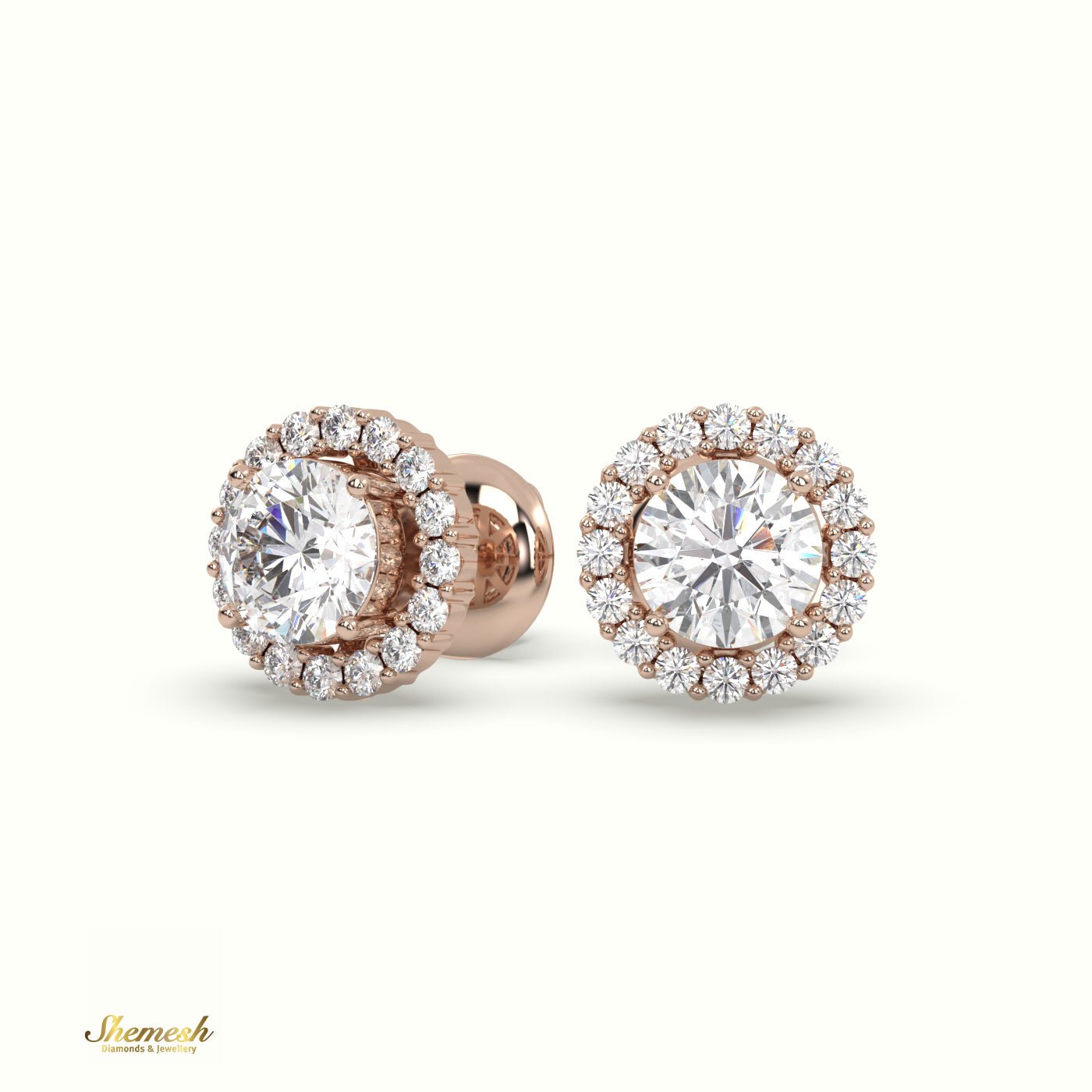 18K Gold Round Diamond Stud Earrings with Butterfly Back - shemesh_diamonds