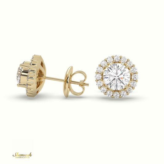 18K Gold Round Diamond Stud Earrings with Butterfly Back - shemesh_diamonds