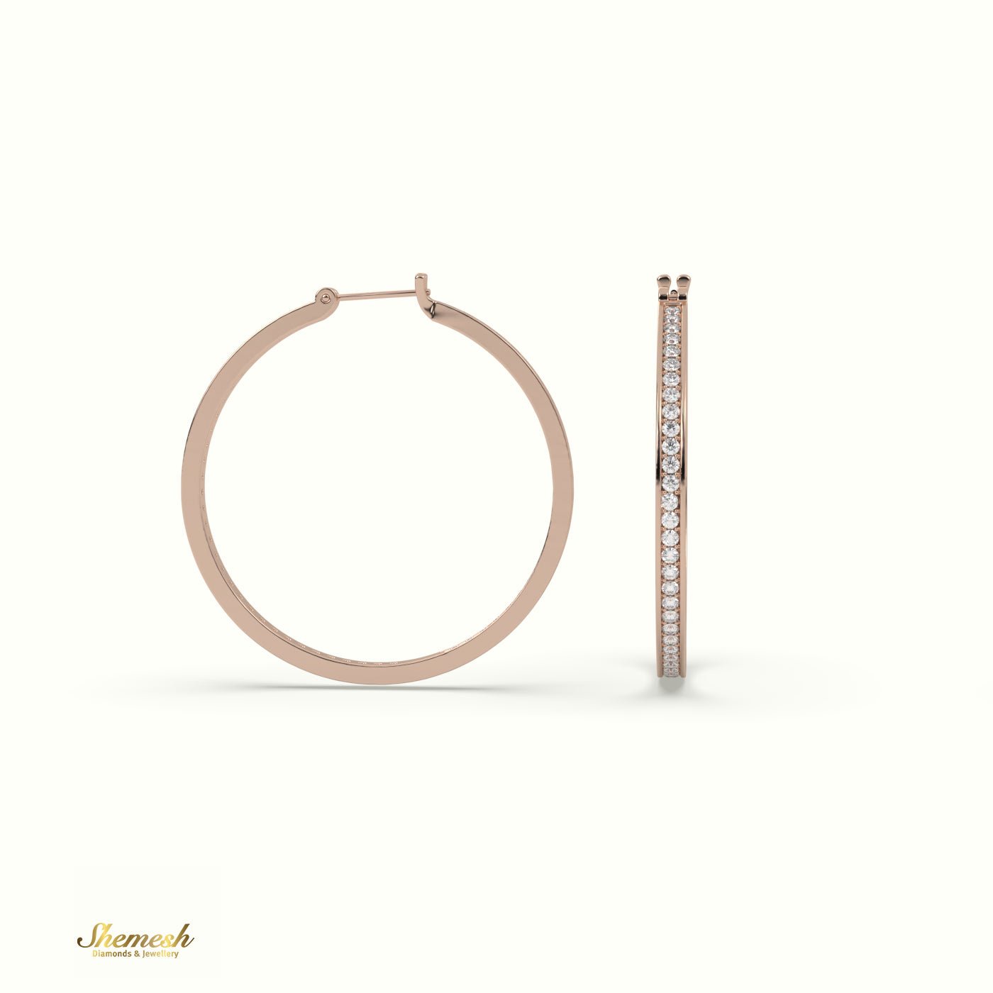 18K Gold Inside - Out Diamond Hoop Earrings - shemesh_diamonds