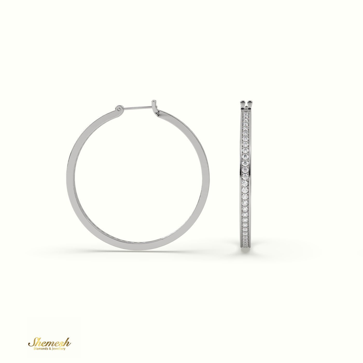 18K Gold Inside - Out Diamond Hoop Earrings - shemesh_diamonds