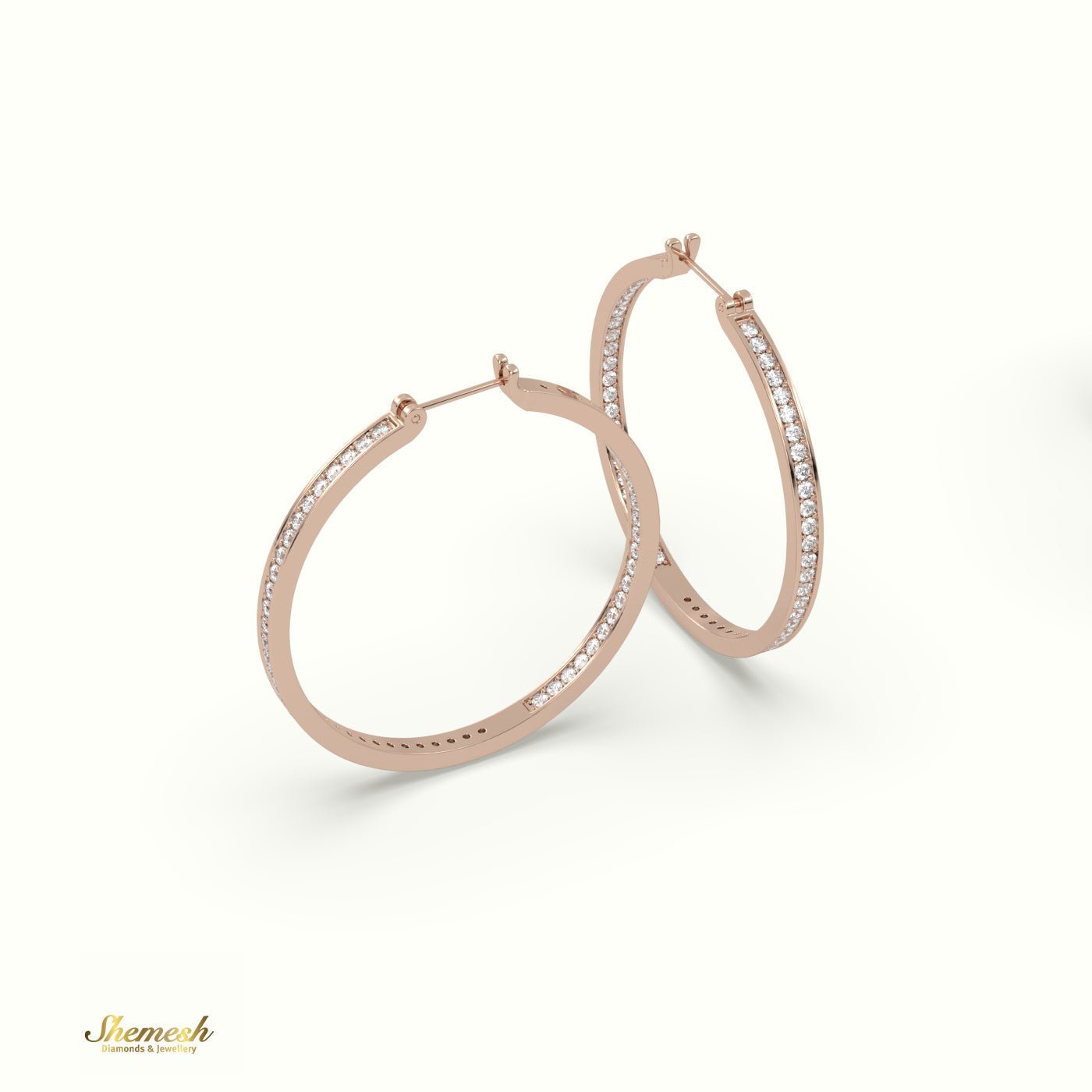 18K Gold Inside - Out Diamond Hoop Earrings - shemesh_diamonds