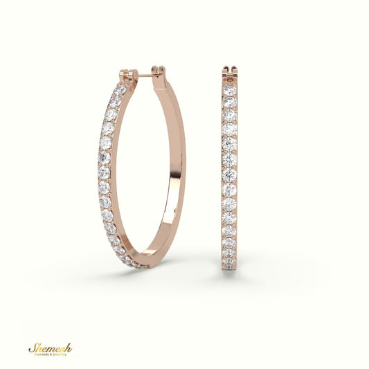 18K Gold Round Diamond Hoop Earrings - shemesh_diamonds