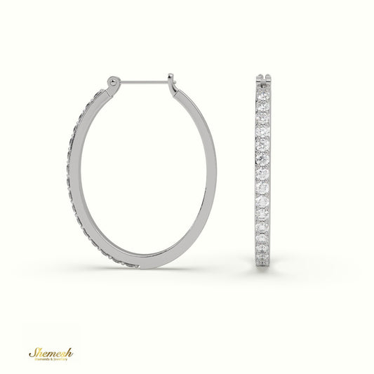 18K Gold Round Diamond Hoop Earrings - shemesh_diamonds