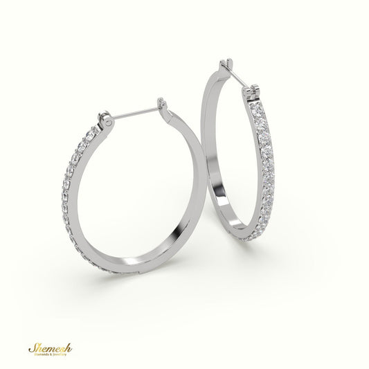 18K Gold Round Diamond Hoop Earrings - shemesh_diamonds