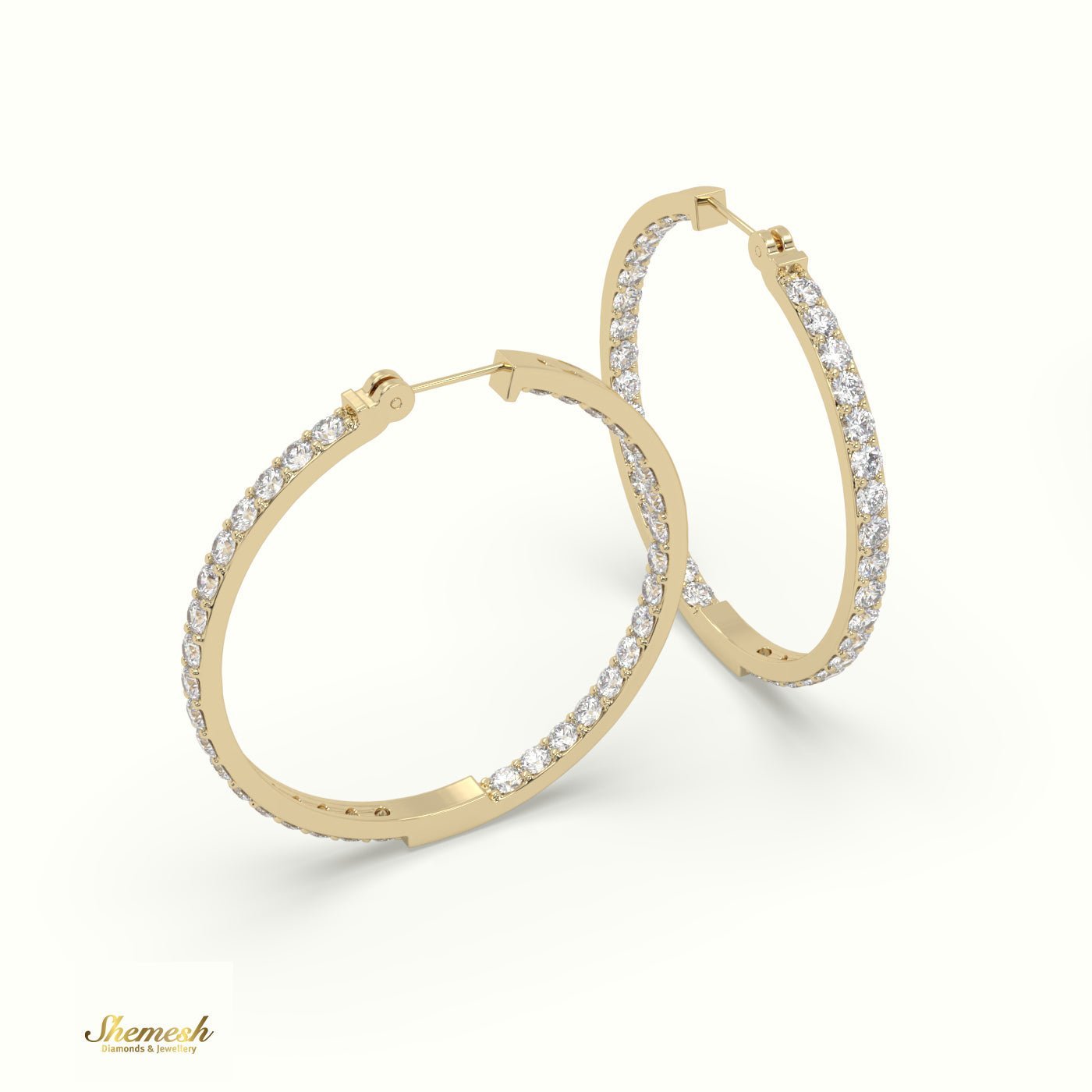 18K Gold Inside/Outside Skinny Diamond Hoop Earrings - shemesh_diamonds