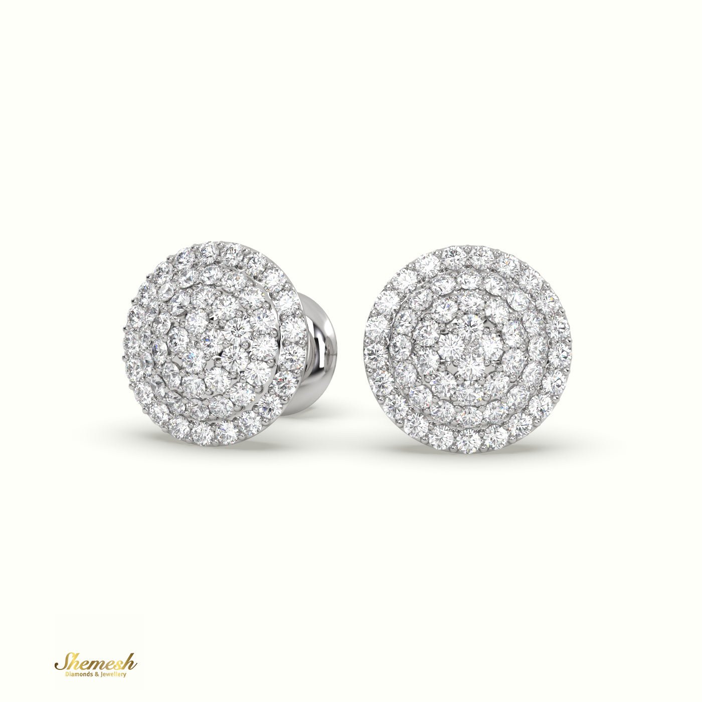 18K Gold Round Diamond Cluster Stud Earrings - shemesh_diamonds