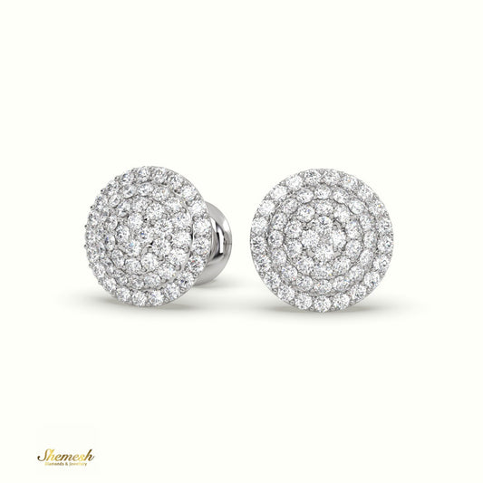 18K Gold Round Diamond Cluster Stud Earrings - shemesh_diamonds