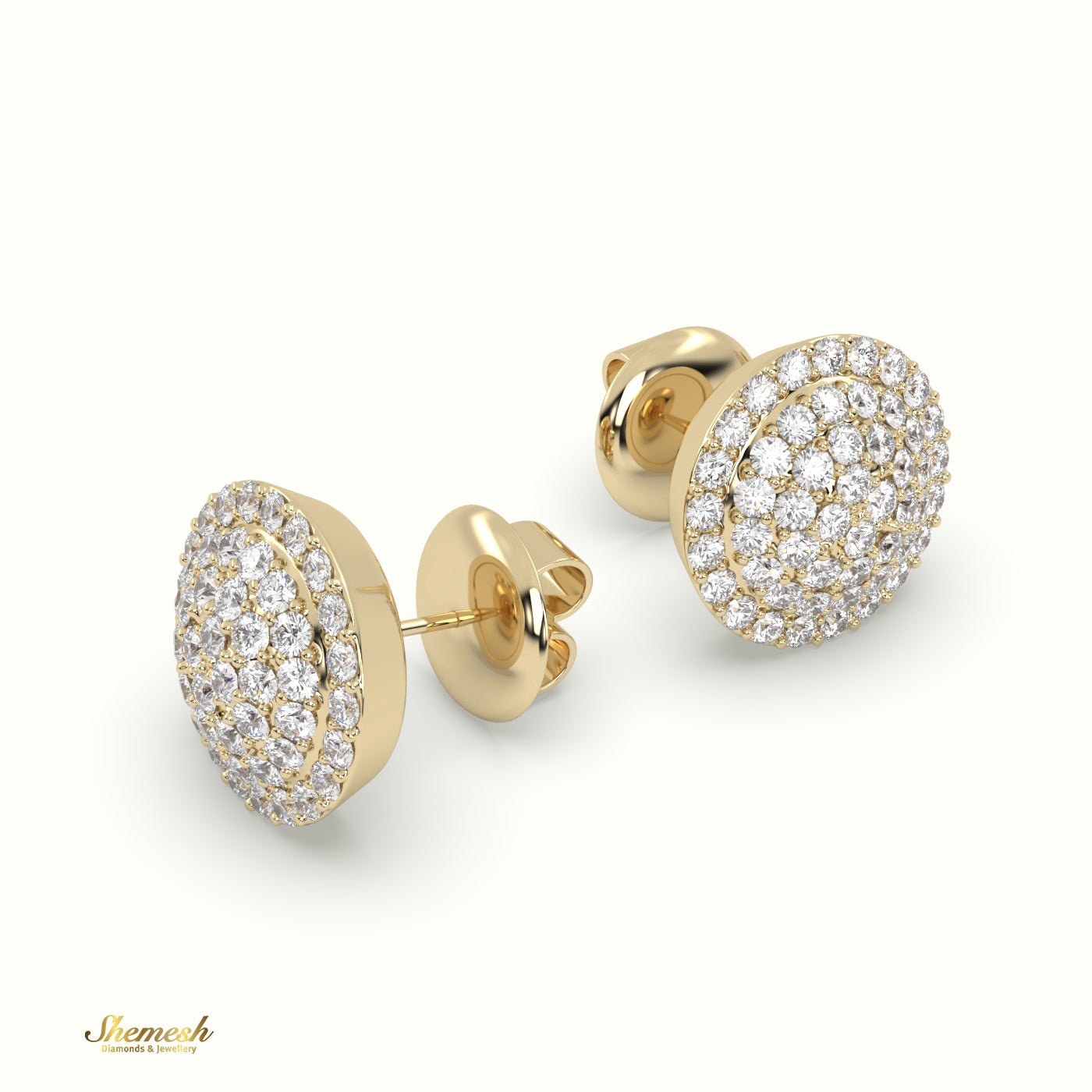 18K Gold Round Diamond Cluster Stud Earrings - shemesh_diamonds