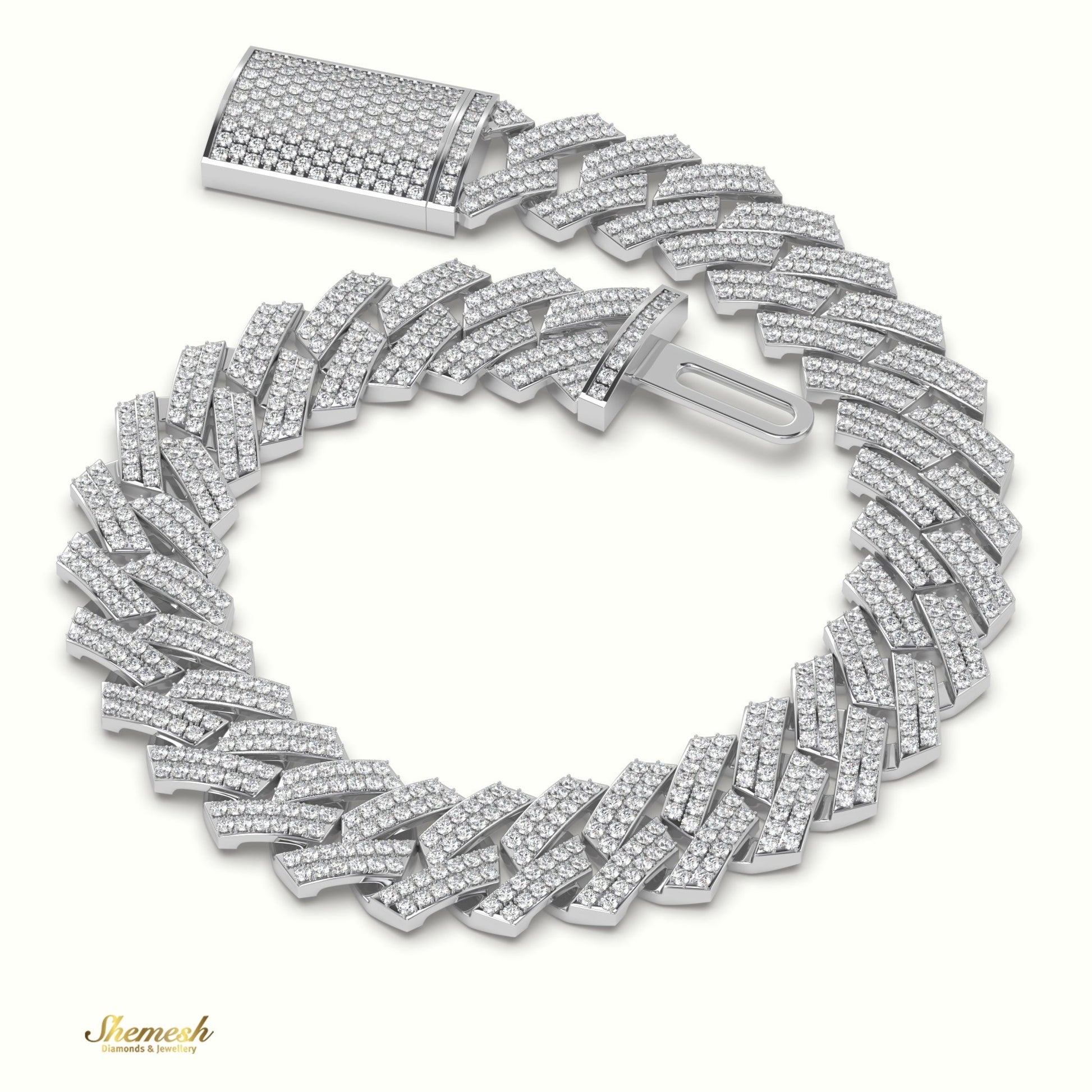 18K Gold 12mm Cuban Link Diamond Bracelet - shemesh_diamonds