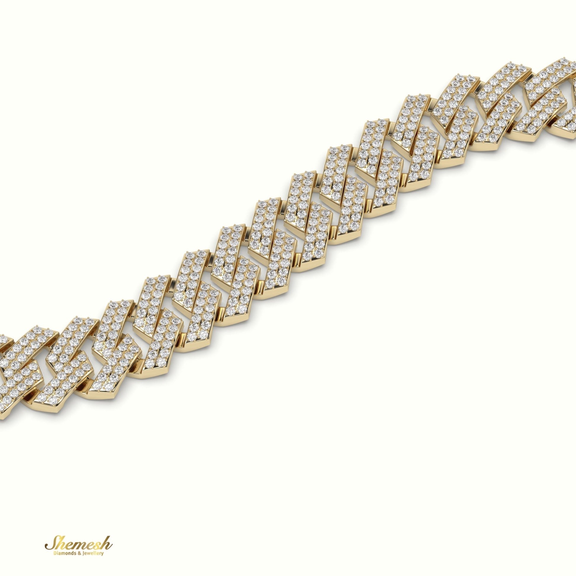 18K Gold 12mm Cuban Link Diamond Bracelet - shemesh_diamonds