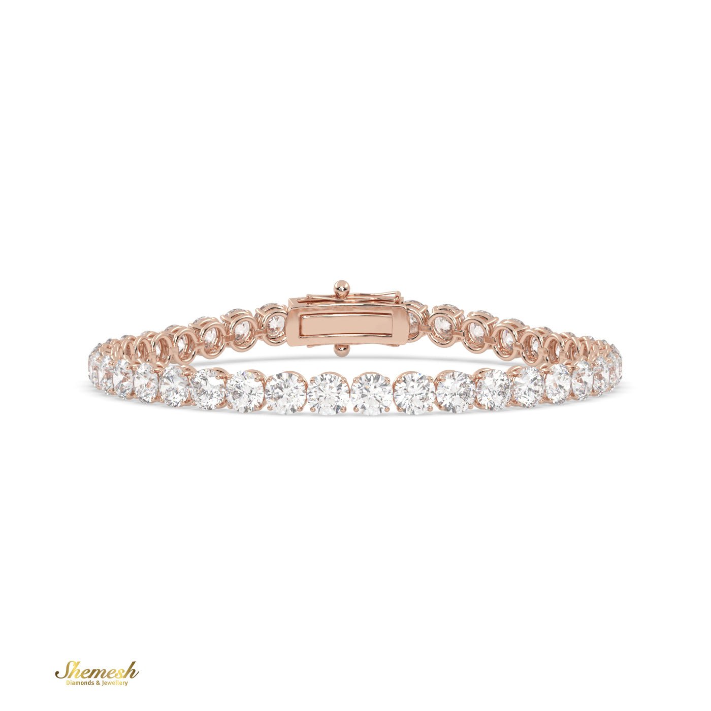 18K Gold 4.30mm 4 Prong Round Shape Diamond Tennis Bracelet in Round Setting - shemesh_diamonds