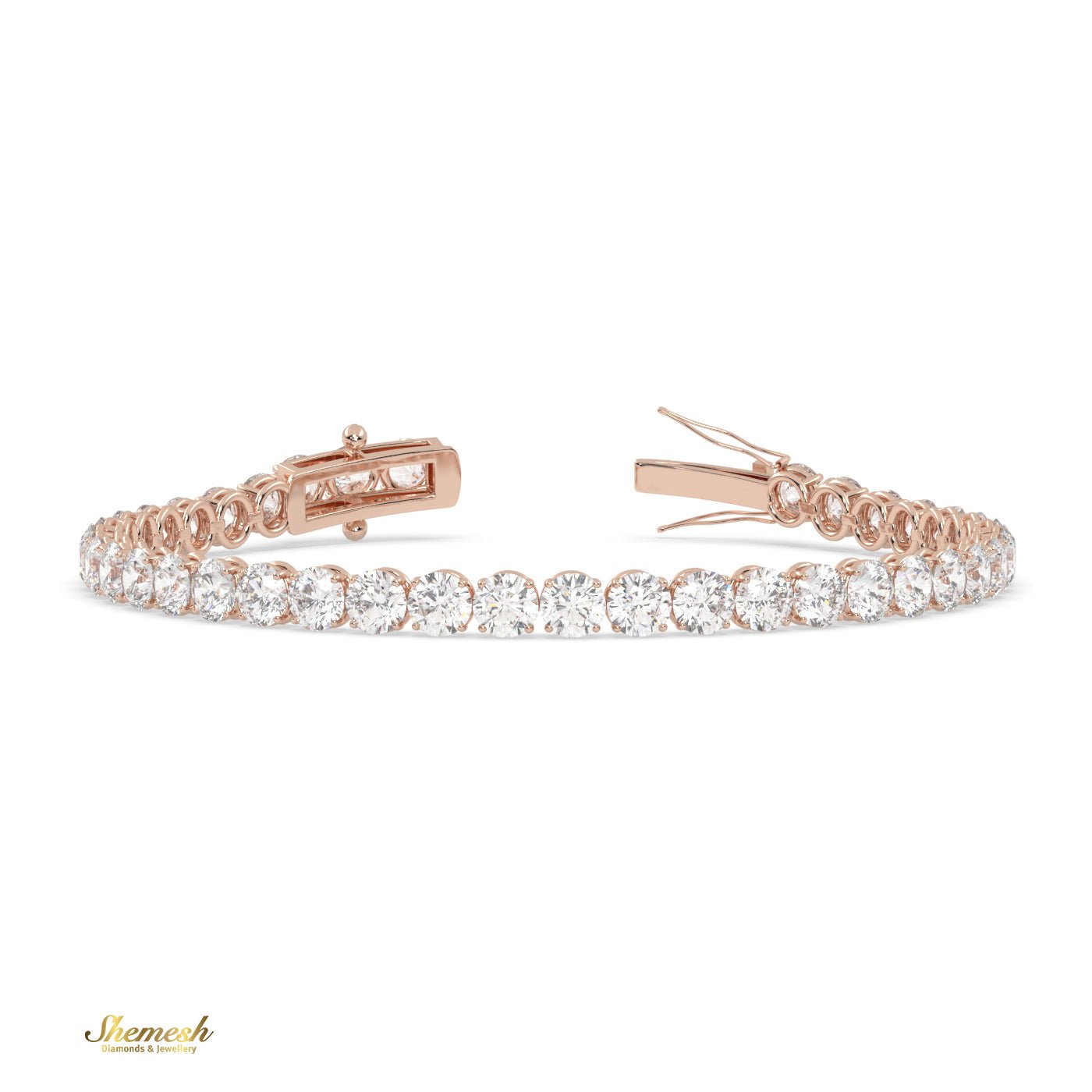 18K Gold 4.30mm 4 Prong Round Shape Diamond Tennis Bracelet in Round Setting - shemesh_diamonds