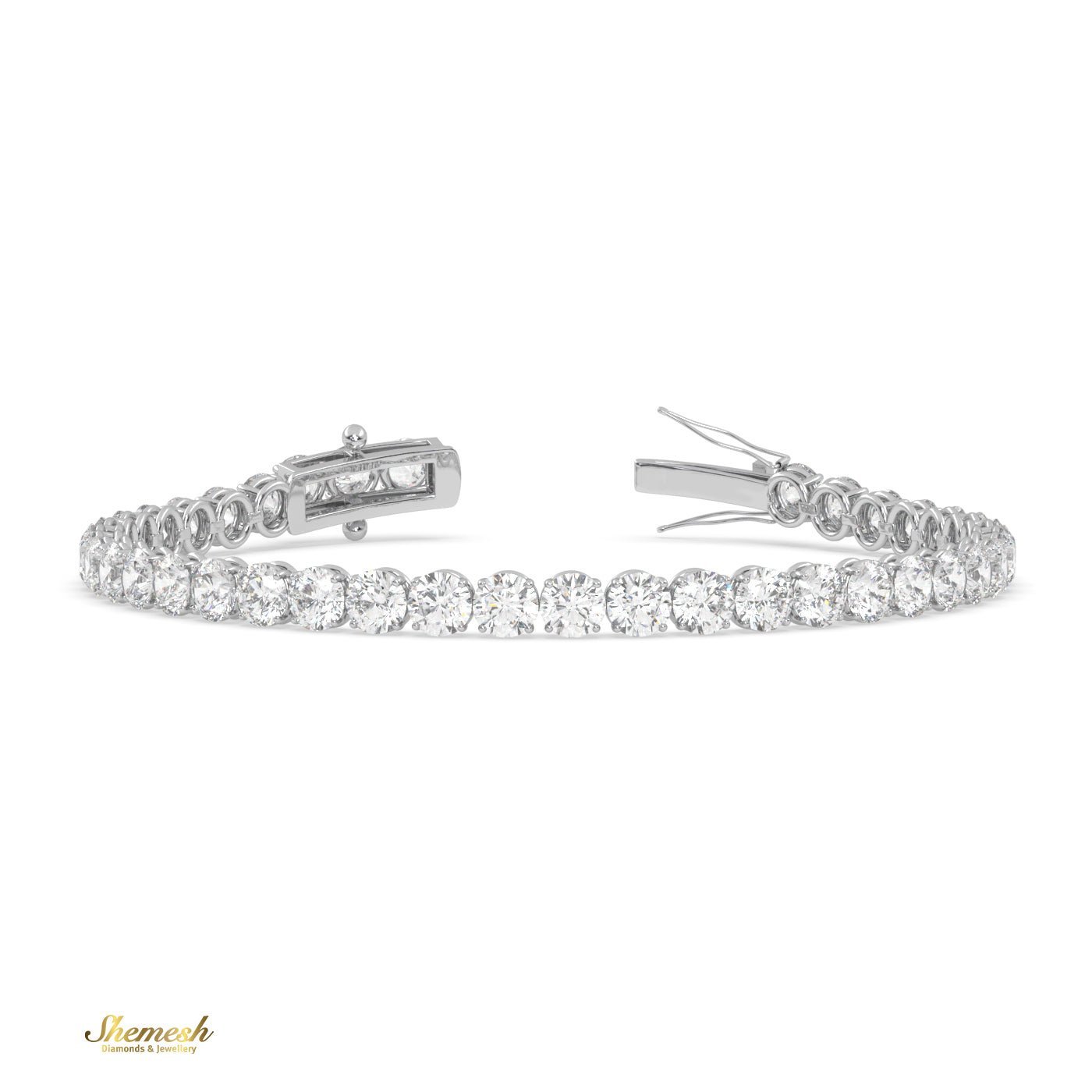 18K Gold 4.30mm 4 Prong Round Shape Diamond Tennis Bracelet in Round Setting - shemesh_diamonds