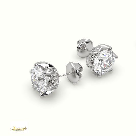 18K Gold 6 Claw Prong Round Diamond Stud Earring - shemesh_diamonds