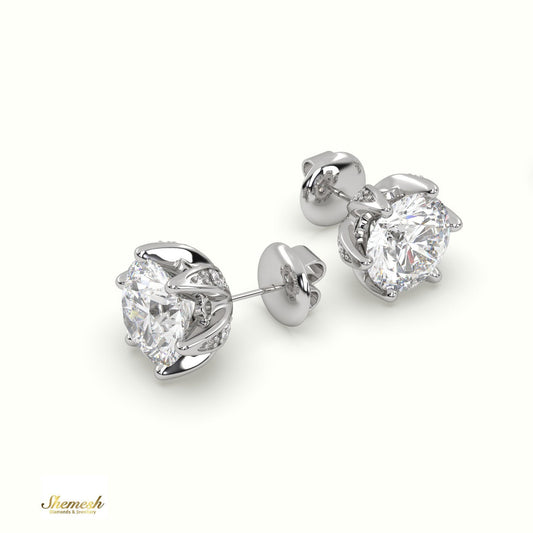 18K Gold 6 Claw Prong Round Diamond Stud Earring - shemesh_diamonds