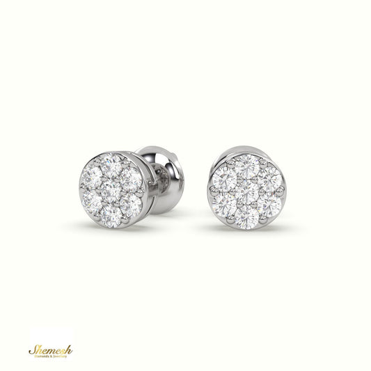 18K Gold Round Diamond Cluster Stud Earrings - shemesh_diamonds