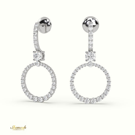 18K Gold Round Diamond Circular Drop Earrings - shemesh_diamonds