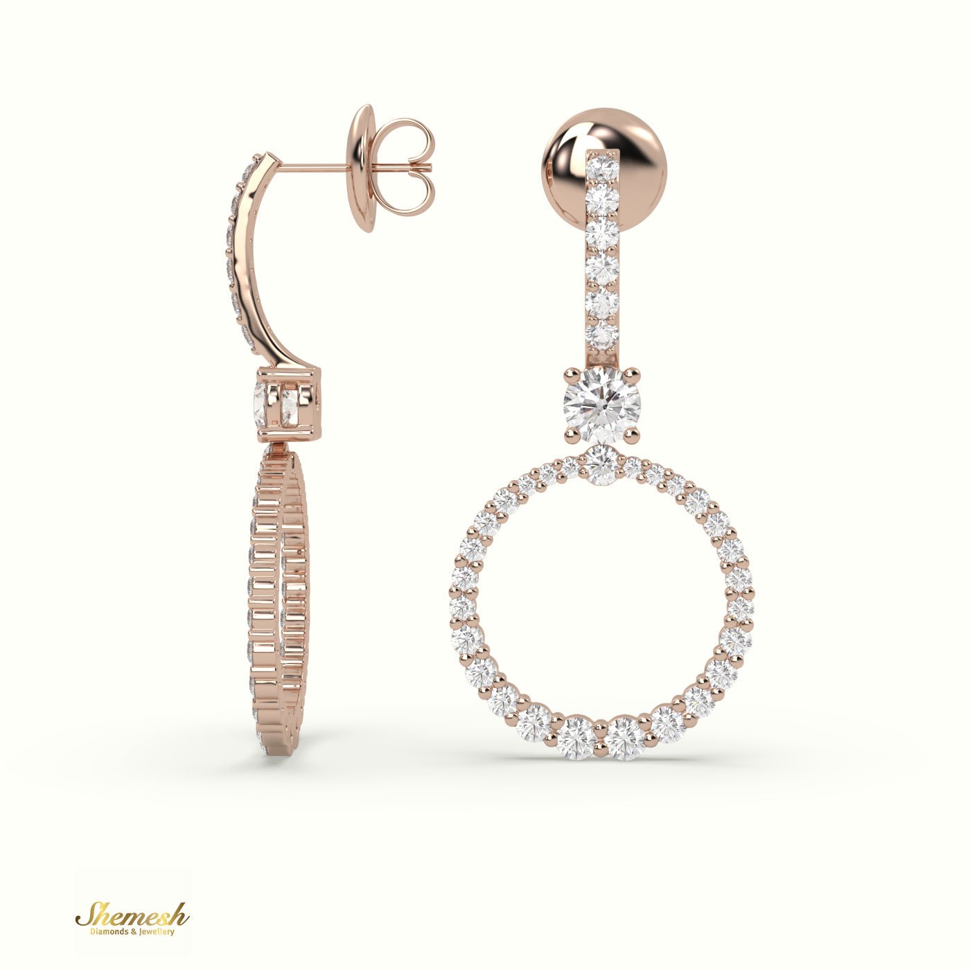 18K Gold Round Diamond Circular Drop Earrings - shemesh_diamonds