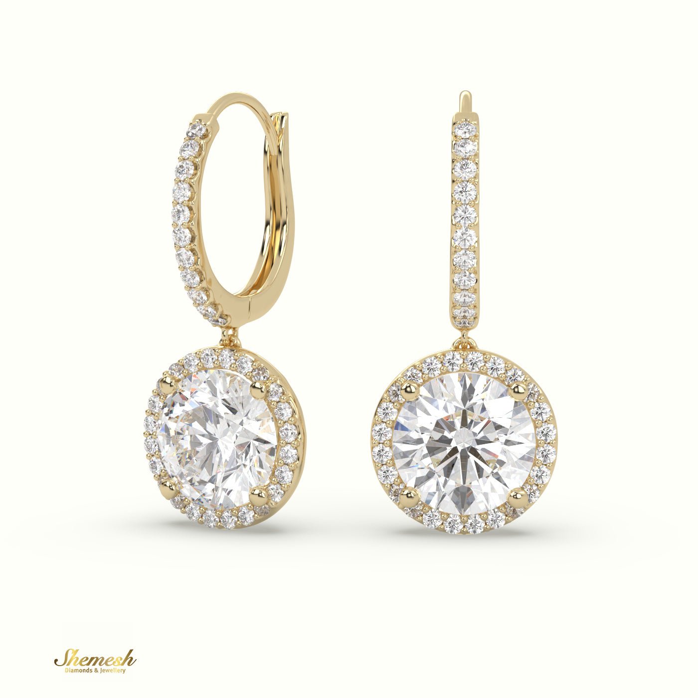 18K Gold 4 - Prongs Diamond Drop Earrings - shemesh_diamonds