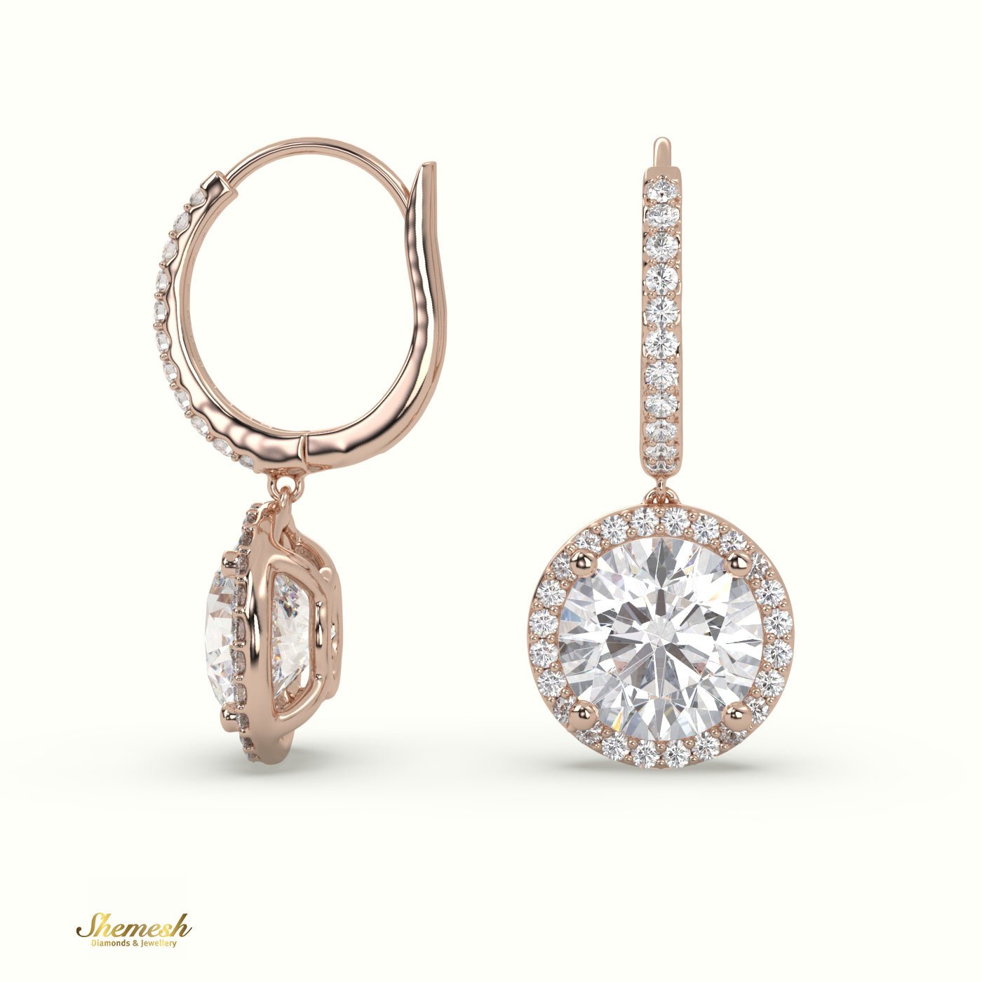 18K Gold 4 - Prongs Diamond Drop Earrings - shemesh_diamonds