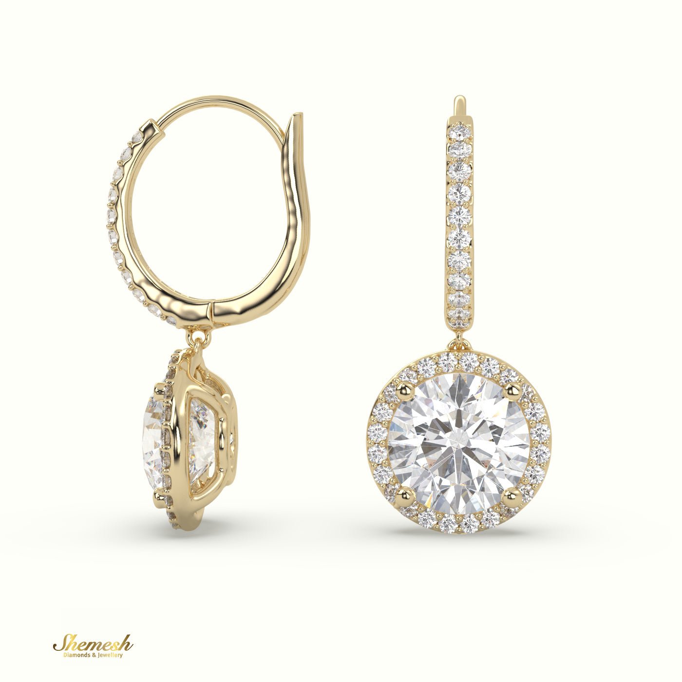 18K Gold 4 - Prongs Diamond Drop Earrings - shemesh_diamonds