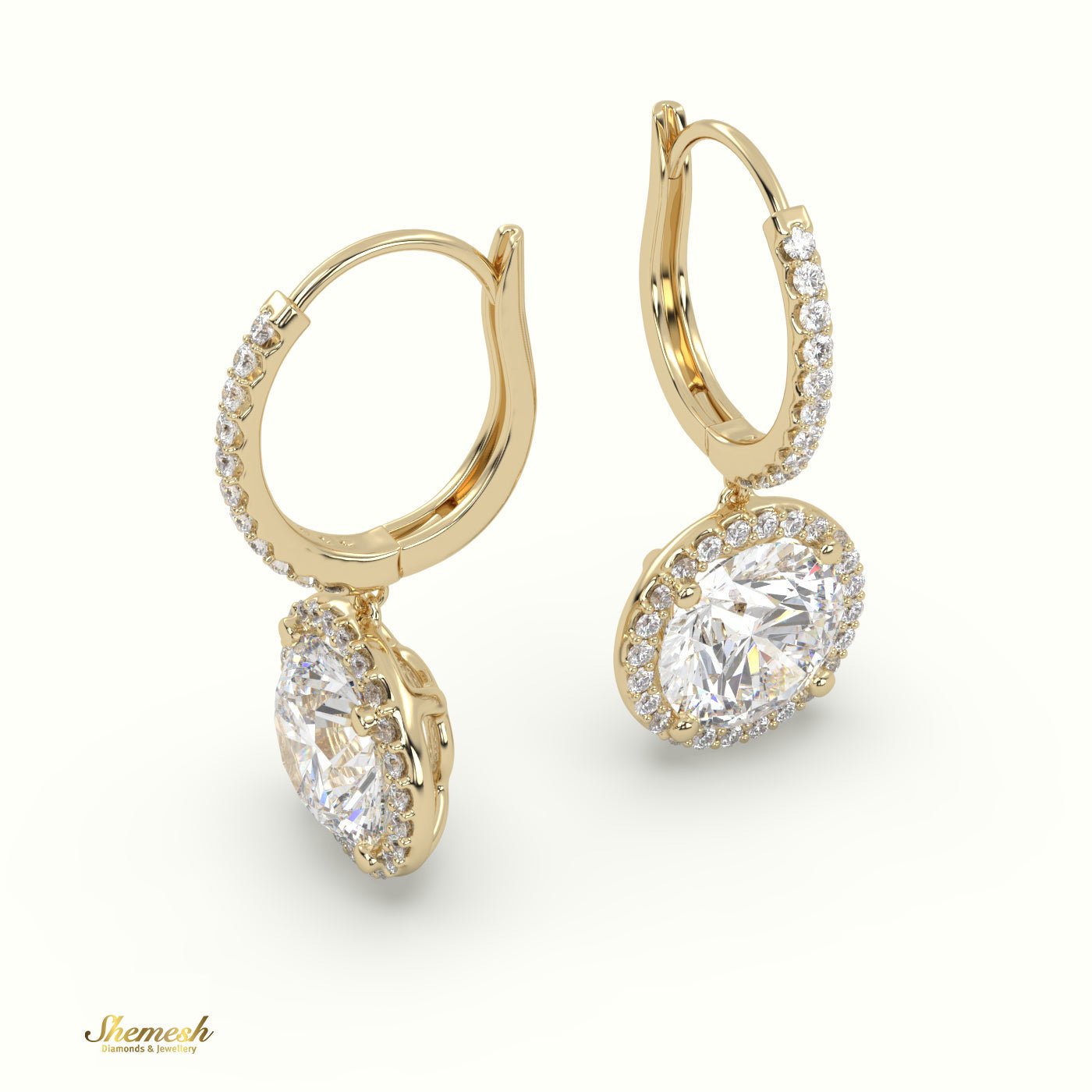 18K Gold 4 - Prongs Diamond Drop Earrings - shemesh_diamonds