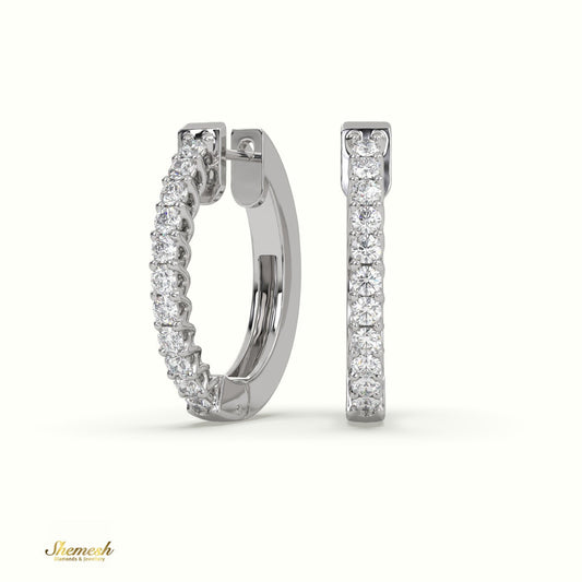 18K Gold U Shaped Round Diamond Huggie Earrings - shemesh_diamonds