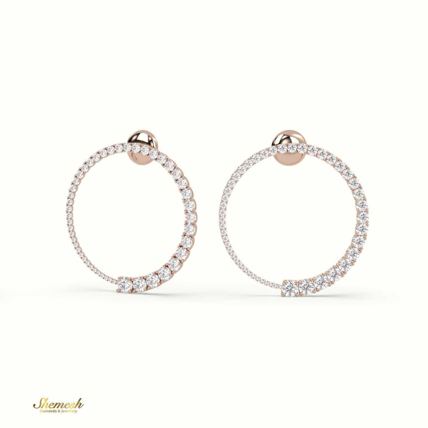 18K Gold Round Diamond Hoop Earrings - shemesh_diamonds