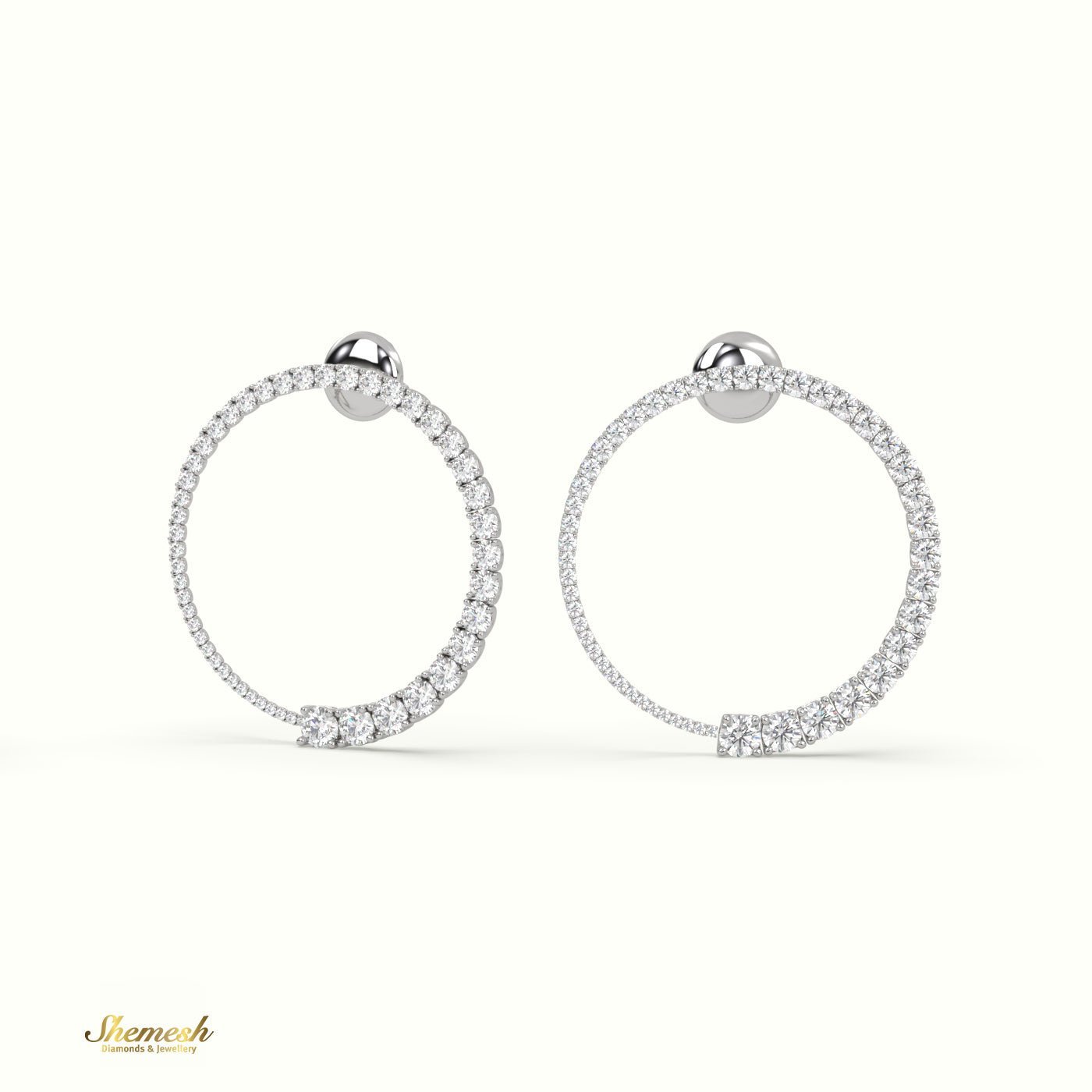 18K Gold Round Diamond Hoop Earrings - shemesh_diamonds