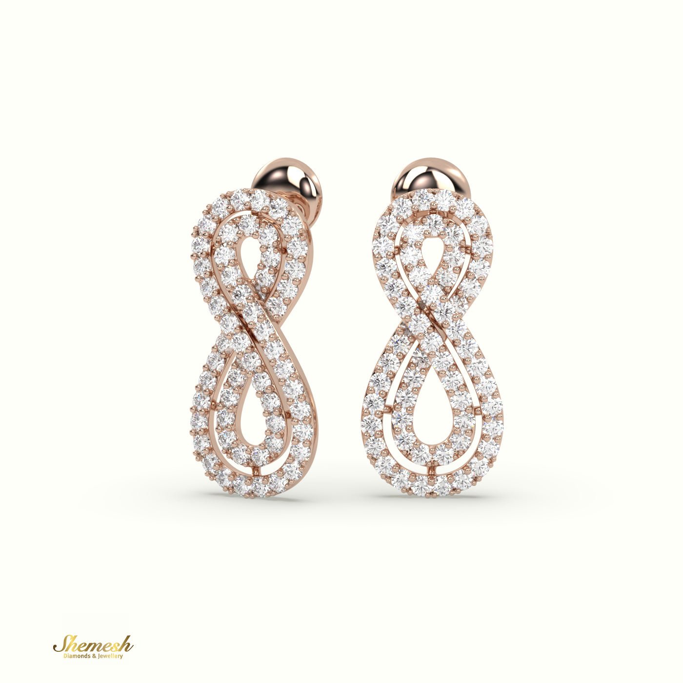 18K Gold Round Diamond Infinity Drop Earrings - shemesh_diamonds