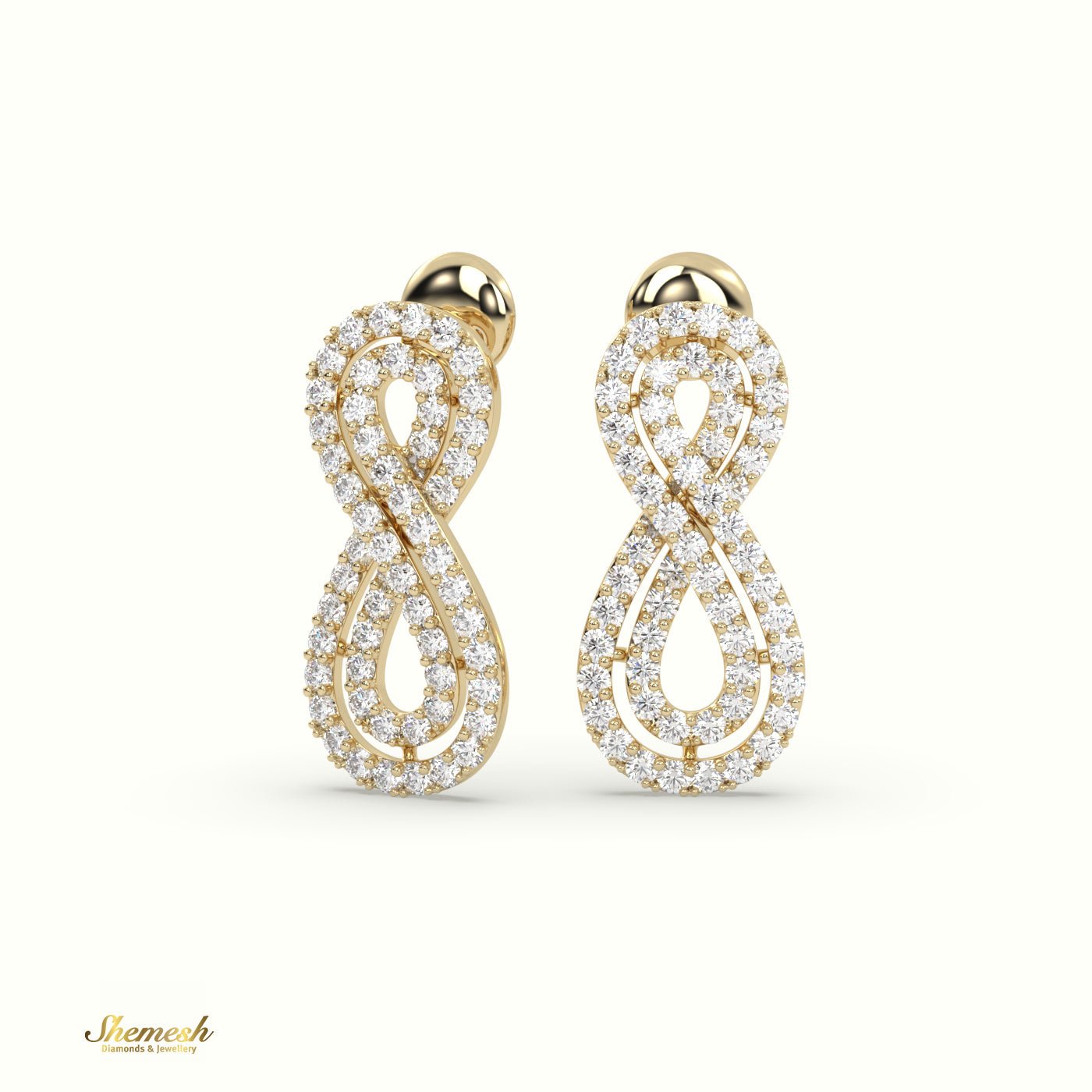 18K Gold Round Diamond Infinity Drop Earrings - shemesh_diamonds