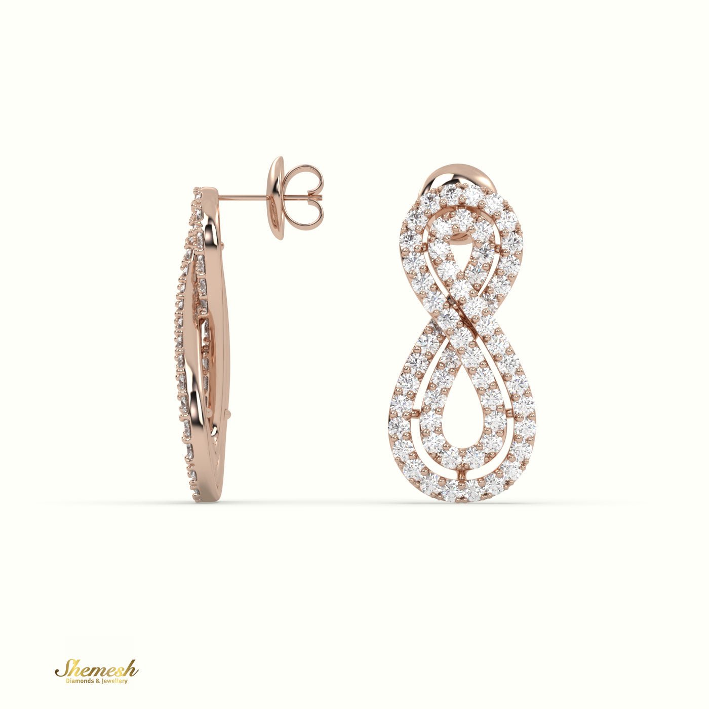 18K Gold Round Diamond Infinity Drop Earrings - shemesh_diamonds