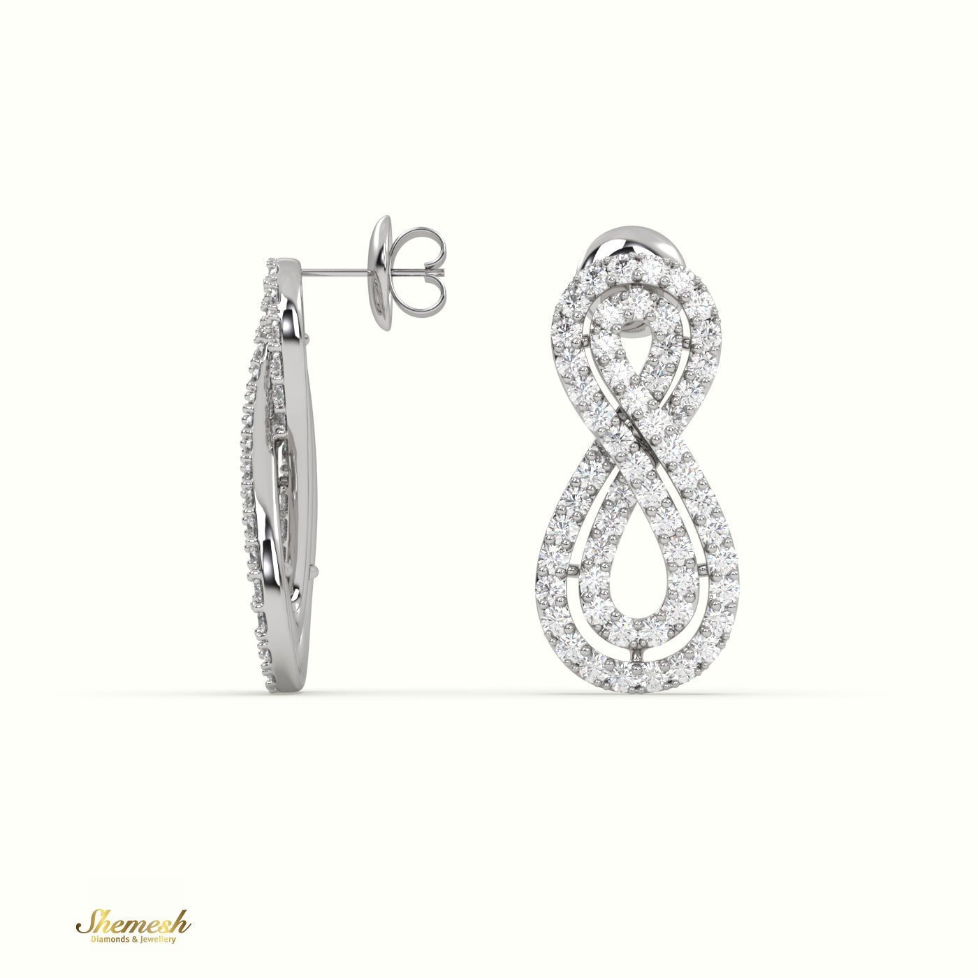 18K Gold Round Diamond Infinity Drop Earrings - shemesh_diamonds